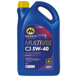 A 5-liter blue container of AGCO Lubricant - VACC3639 synthetic technology motor oil with a yellow cap, labeled as manufactured in the UK, ideal for Valtra engines.