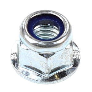 The AGCO Hex Flange Top Lock Nut - Acw1027010, from the trusted brand AGCO, features a durable blue nylon insert engineered for secure lock-in place fastening.