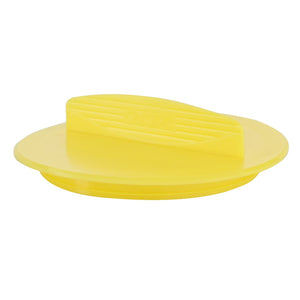 A round yellow plastic lid with a horizontal handle on top, known as the AGCO Cap - Acw7623940 from the brand AGCO.