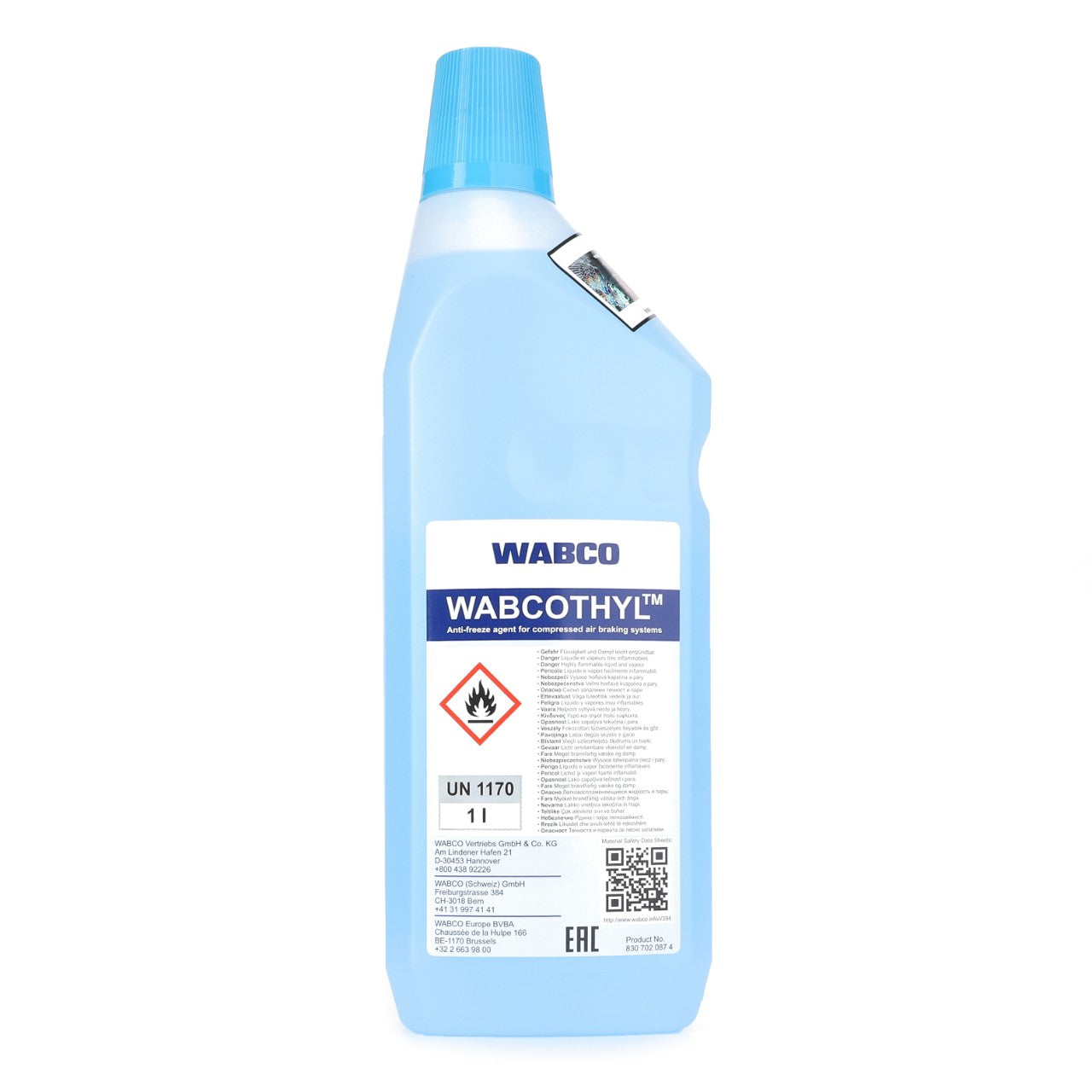 A blue bottle of AGCO Anti Freeze - X902015003000, known for its flammability classification (UN1170), is the ideal choice for your Fendt Models and Vario equipment.