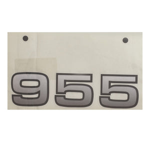 A striking AGCO sign, featuring the bold numbers "955" in classic black and white, known as the DECAL - AL11133975.