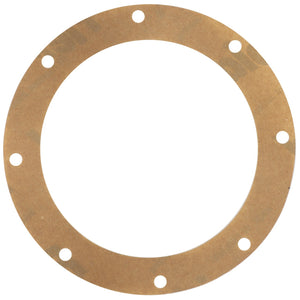 A circular brown cylinder block gasket with eight evenly spaced bolt holes around its perimeter, designed to meet the high-performance demands of Massey Ferguson models, branded as AGCO and known by its part number 826047M1.