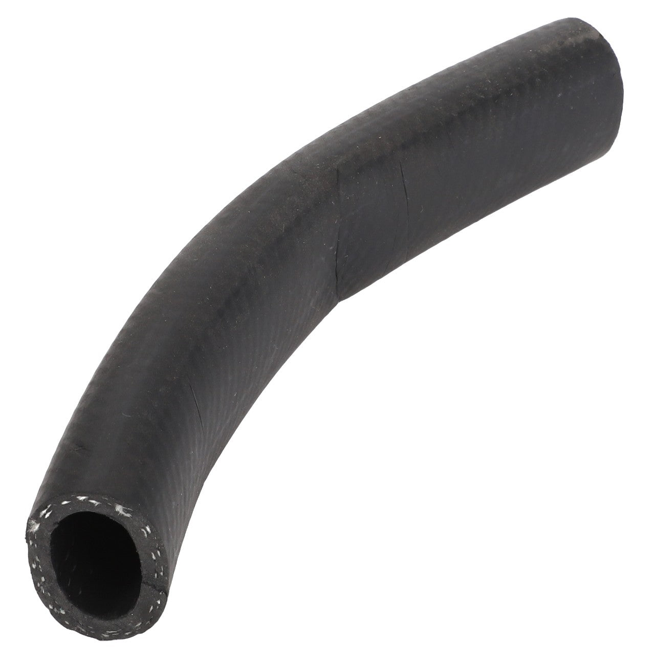 Here is a revised version of the sentence using the provided product data:

A reinforced, curved black rubber hose with a textured surface from AGCO. Product Name: AGCO | REINFORCED HOSE - AG511528. Detailed product description information is currently unavailable.