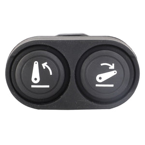 The AGCO Pto Switch - Acw3792000 features two black circular buttons, each marked with white arrow icons indicating rotational directions in different orientations. No additional product description information is currently available.