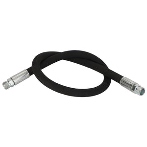 No current product description information is available for the AGCO Hose - Acw7039320, a black flexible hose with metal fittings on both ends, coiled with one end resting on the surface.