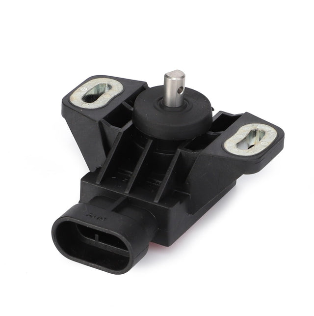 Close-up of an AGCO Potentiometer (7300160101) in black, featuring a metal pivot and two mounting holes on either side, compatible with Massey Ferguson models.