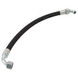 The AGCO Pressure Hose - Acw2501660, featuring a black hydraulic hose with metallic fittings at both ends, is shown against a white background; however, no current product description information is available.