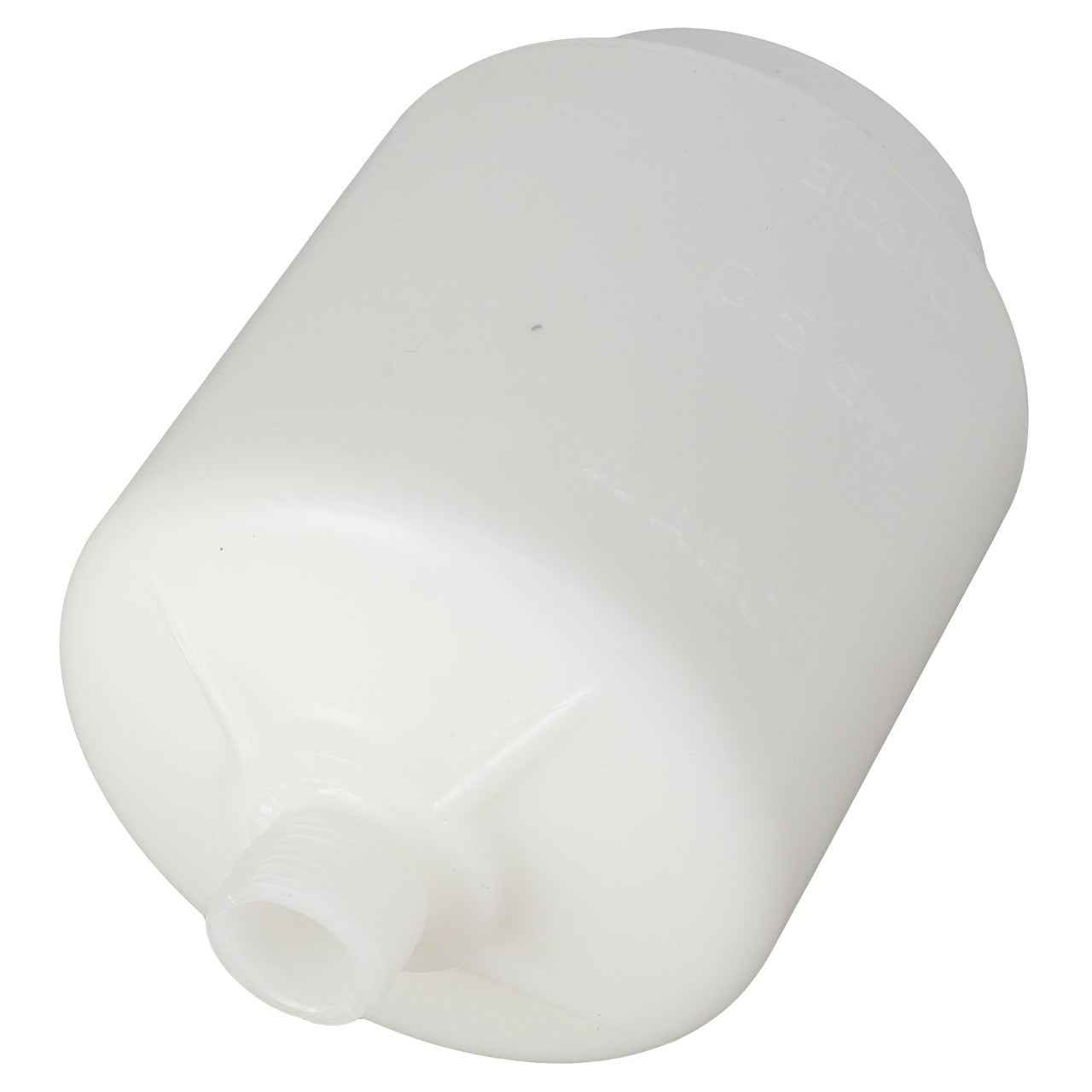 The AGCO Plastic Bowl - X820215001020 is a white polyester container with a threaded opening near the bottom, designed for storing liquids and crafted for enhanced durability.