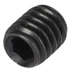 The AGCO | SET SCREW - AG724346, a black, cylindrical socket set screw featuring a hexagonal drive and spiral threading, is displayed against a plain background.