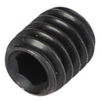 The AGCO | SET SCREW - AG724346, a black, cylindrical socket set screw featuring a hexagonal drive and spiral threading, is displayed against a plain background.