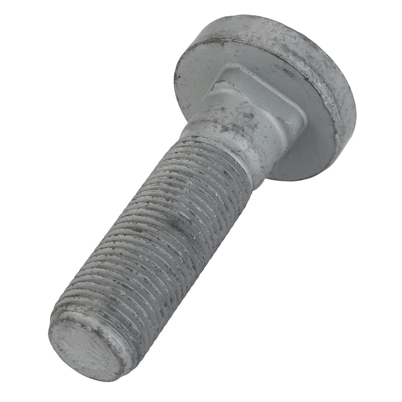 A close-up image of the AGCO Bolt - Acp0313600, featuring a gray metal bolt with a precisely threaded shaft and a flat, circular head.