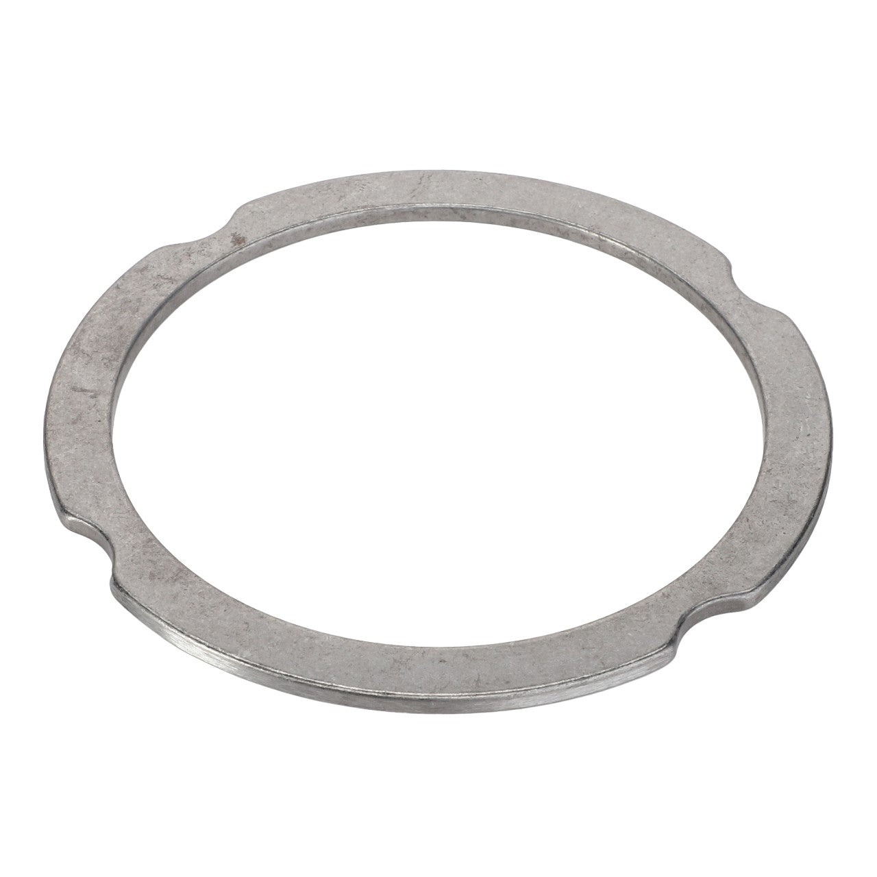 A metallic circular AGCO Compensating Ring - F007200210330 with two notches on opposite sides is available for this product.