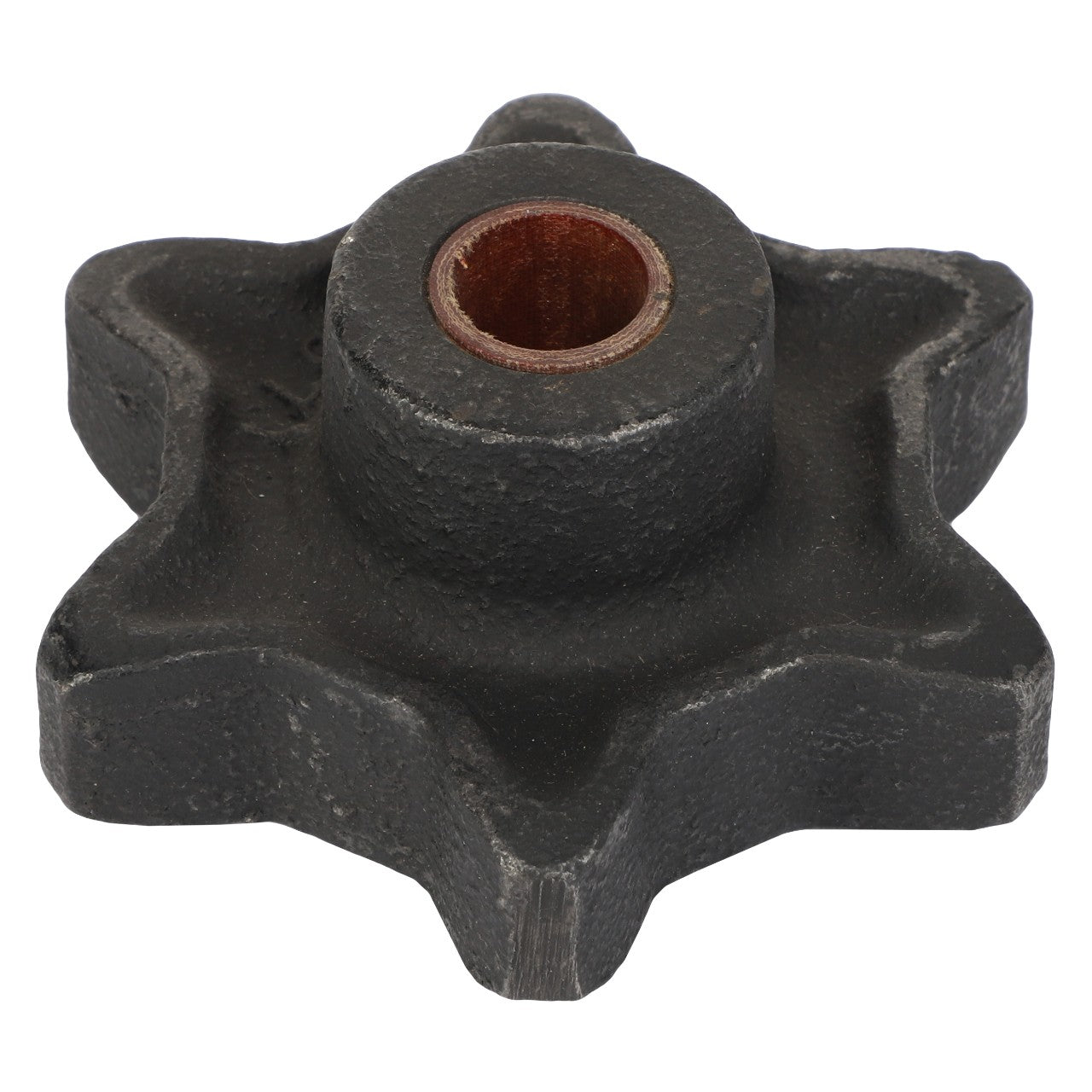 The AGCO | SPROCKET - L571A, a black metal star-shaped gear with a central cylindrical hole and rough texture, is currently available, but no detailed product description information is provided.