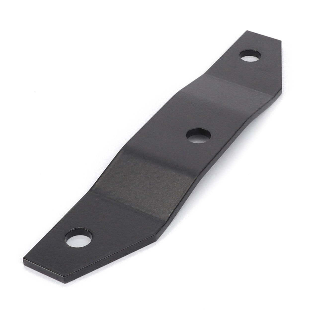 This black, metal AGCO Plate - Part Number D28660051, features three holes and is designed for mounting or fastening purposes. Currently, there is no additional product description information available.