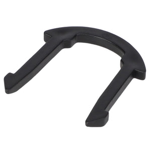 The AGCO | LOCK TAB - AG334236 is a sleek black plastic U-shaped clip featuring two protruding arms and a flat base, offering functionality without the need for an extensive product description.