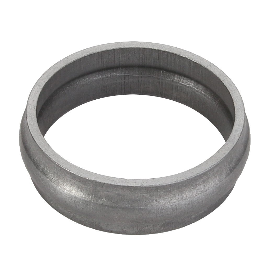 Introducing the AGCO | Bush - F178302020050, a metallic, circular ring featuring a grooved inner edge. Ideal for engineering or mechanical applications, this precision component is brought to you by the trusted brand AGCO.