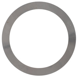 A flat, circular metal washer with a large central hole, resembling the robust AGCO Shim - 9-1093-0044-0 components commonly found in Massey Ferguson machinery, on a white background.