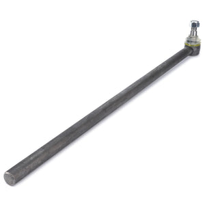 The AGCO Tie Rod - 3901824M91 by AGCO is a high-grade steel rod featuring a circular joint and fastener at one end, likely designed as a control arm or suspension component for a vehicle.