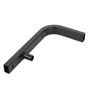 No product description can fully capture the elegance of the AGCO | Bracket - Acw1145930. This black, curved metal mounting bracket features a hollow rectangular section and a cylindrical peg attachment point.