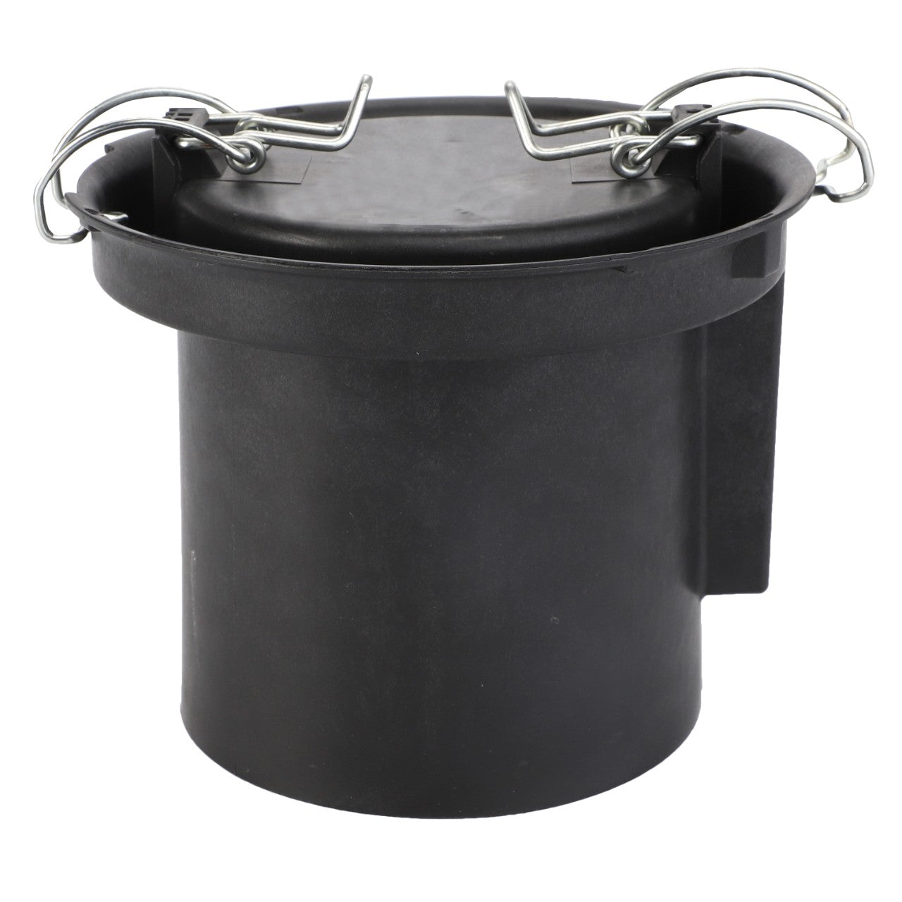 The AGCO Cover - Acp0431740, a black plastic cylindrical container featuring a sealed top secured by metal clasps and a side handle, is clearly essential where no current product description is available.