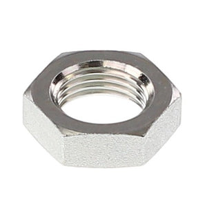 A meticulously threaded precision silver hexagonal nut known as the AGCO Bulkhead Connector - Acw1972350.