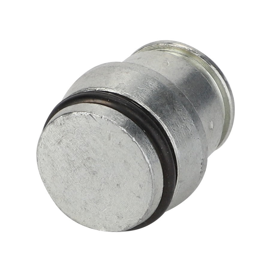 A cylindrical metal object with a flat end and a black rubber ring near its top section. Product Name: AGCO | O-Ring Plug - Acw2861840 by AGCO.