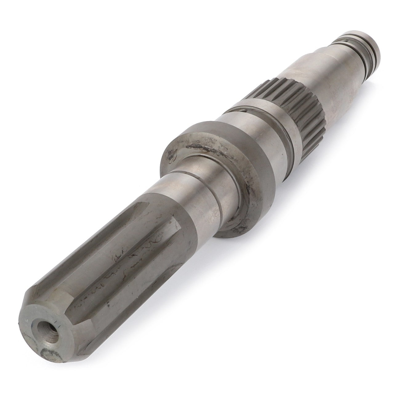 A metal machine shaft with grooved sections and cylindrical components, fitting Massey Ferguson models and crafted with AGCO Parts Genuine quality, known as the AGCO | Shaft - 3796924M3.