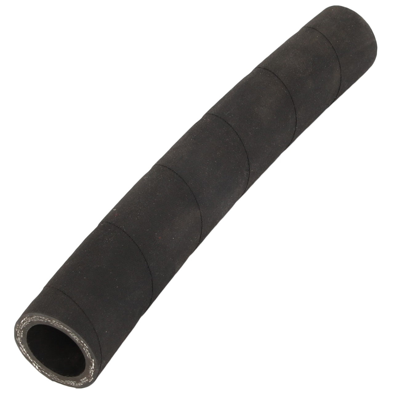 A black, ribbed rubber hose with a slightly curved shape, identified as AGCO | HOSE - D26733445 by the brand AGCO, shown on a white background. No current product description information is available.