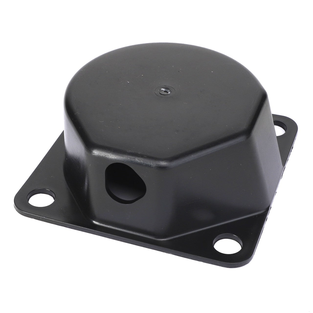 The AGCO | Shield - Acx2624400 is a black metal cover featuring a cylindrical top, a flat base with four holes, and a side opening. No current product description information is available.