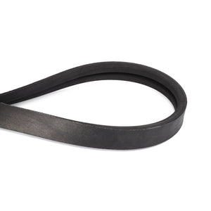 A black rubber belt, shaped in a loop, identified as the AGCO | V BELT - D41978100 by the brand AGCO, lies on a white background.