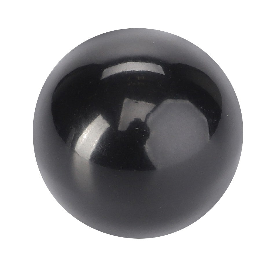 A shiny black spherical object with reflective highlights on its surface, reminiscent of the quality seen in AGCO's Knob, Window - 1427704M1.