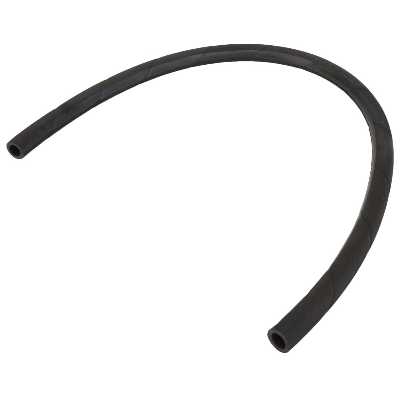 Product Description: The AGCO Hose - 4282897M2 is a curved black rubber hose with hollow ends, typically utilized for fluid or air transfer in machinery or vehicles.