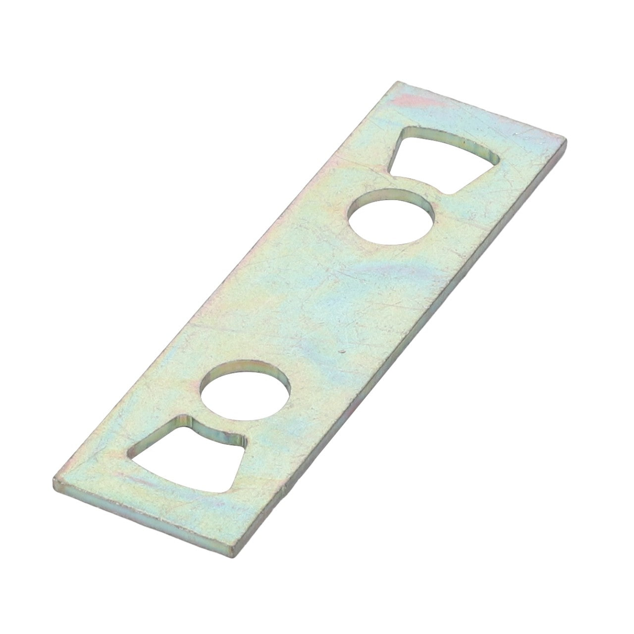 No current product description information is available, but the AGCO | Support Plate - Acw6030390 from AGCO is a rectangular metal plate featuring two circular holes and two triangular cutouts.