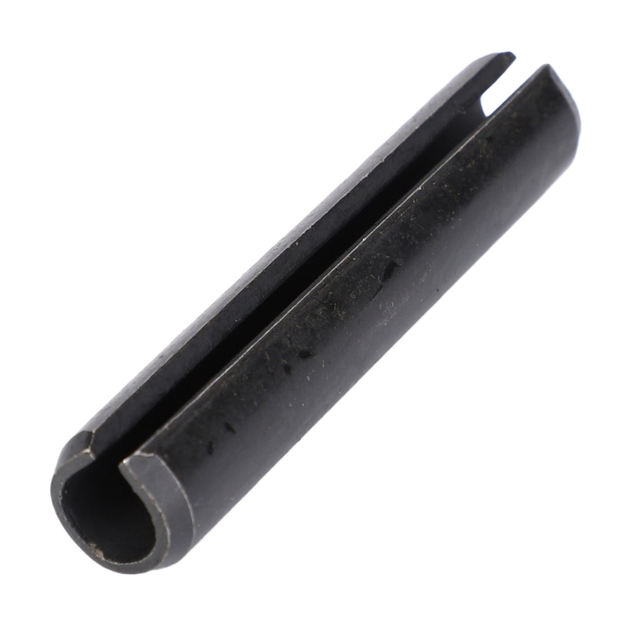 Close-up image of a sleek black cylindrical object, featuring a precise split running its length. This is the AGCO | PIN - D42625600, commonly known as a roll pin.