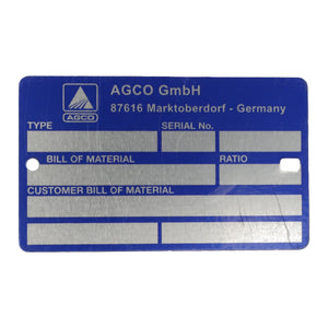 AGCO | Type Plate - A931303210100 - Farming Parts