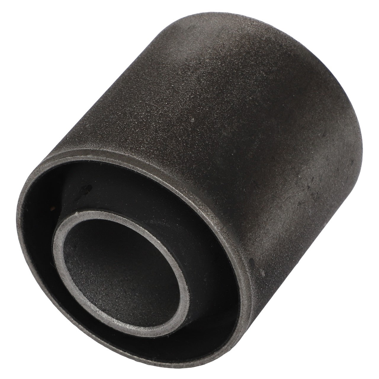 Close-up of the AGCO | Bush - Acw4387680, a cylindrical metal bushing featuring a dark, matte finish and a smooth outer surface with a central hole.