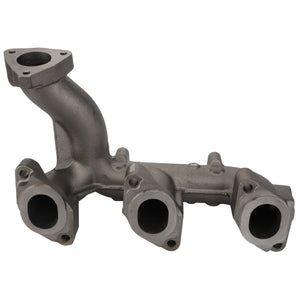 Enhance the performance of your Valtra tractor with the AGCO | Exhaust Manifold - V837074514; a metal manifold featuring three ports and a central, curved outlet, expertly designed for optimal functionality.