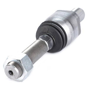 The AGCO | Ball Joint - 7552445018 is a metal automotive tie rod end featuring a threaded shaft, rubber dust boot, and mounting bolt. This genuine AGCO component ensures reliable performance for Fendt models.