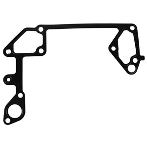 The AGCO Gasket - F530200050400 is a black, intricately shaped gasket with multiple holes, designed for fitting in a mechanical assembly. No current product description is available.