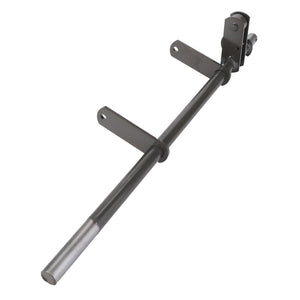 Introducing the AGCO Knotter Cam Shaft - Acx2465710: A robust metallic rod featuring attached brackets and a hinge mechanism at one end, meticulously designed to ensure maximum uptime and machinery efficiency.