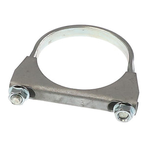 The AGCO Exhaust Clamp - Acp0002720, featuring two nuts on either end, is designed to provide radial clamping force for securing exhaust pipes in vehicles, even in harsh conditions. This AGCO Hose and Pipe Clamp ensures durability and reliability.