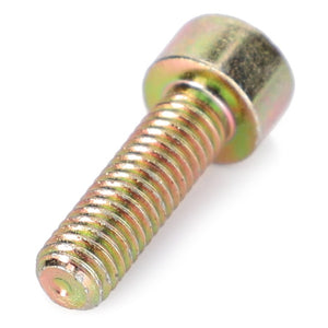 Close-up of an AGCO | Hex Socket Screw - 1440350X1 with a threaded body, shown against a white background. This durable hex socket screw fits Massey Ferguson models perfectly.