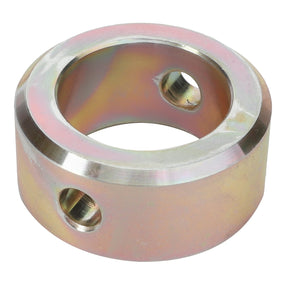 The AGCO Adjusting Ring - Fel150451, branded as AGCO, features a metal pipe collar design with two threaded holes and a central circular opening, exhibiting a slightly iridescent finish. Currently, there is no detailed product description available.