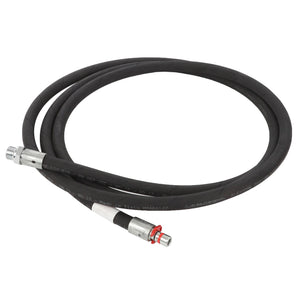 A coiled black hydraulic hose (AGCO | HOSE - AL9032517) with metallic connectors on both ends, set against a white background. No current product description information available.