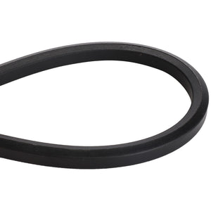 A sleek black rubber belt shaped in a loop with a flat and smooth surface. Unfortunately, no current product description information is available for the AGCO | BELT - D41972200 by AGCO.