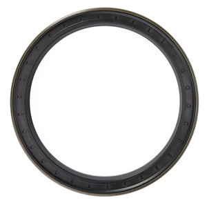 A close-up of a black circular mechanical gasket from AGCO, specifically the Shaft Seal - H524300020100, featuring an outer metallic ring and an inner rubber section.