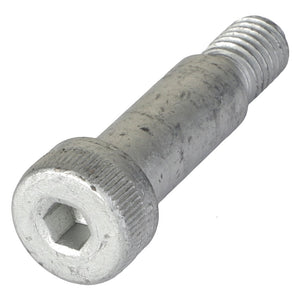 The AGCO Hex Socket Shoulder Screw - Acw1438270, by AGCO, is a precision-engineered fastener featuring visible threads on a cylindrical body and a flat end with a hexagonal indentation for an Allen wrench, making it ideal for precision machinery.