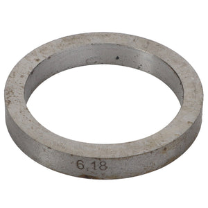 A circular metal spacer ring etched with the number 6.18 on its side, known as the AGCO Intermediate Ring - V30387200, offering precise measurements for various applications.