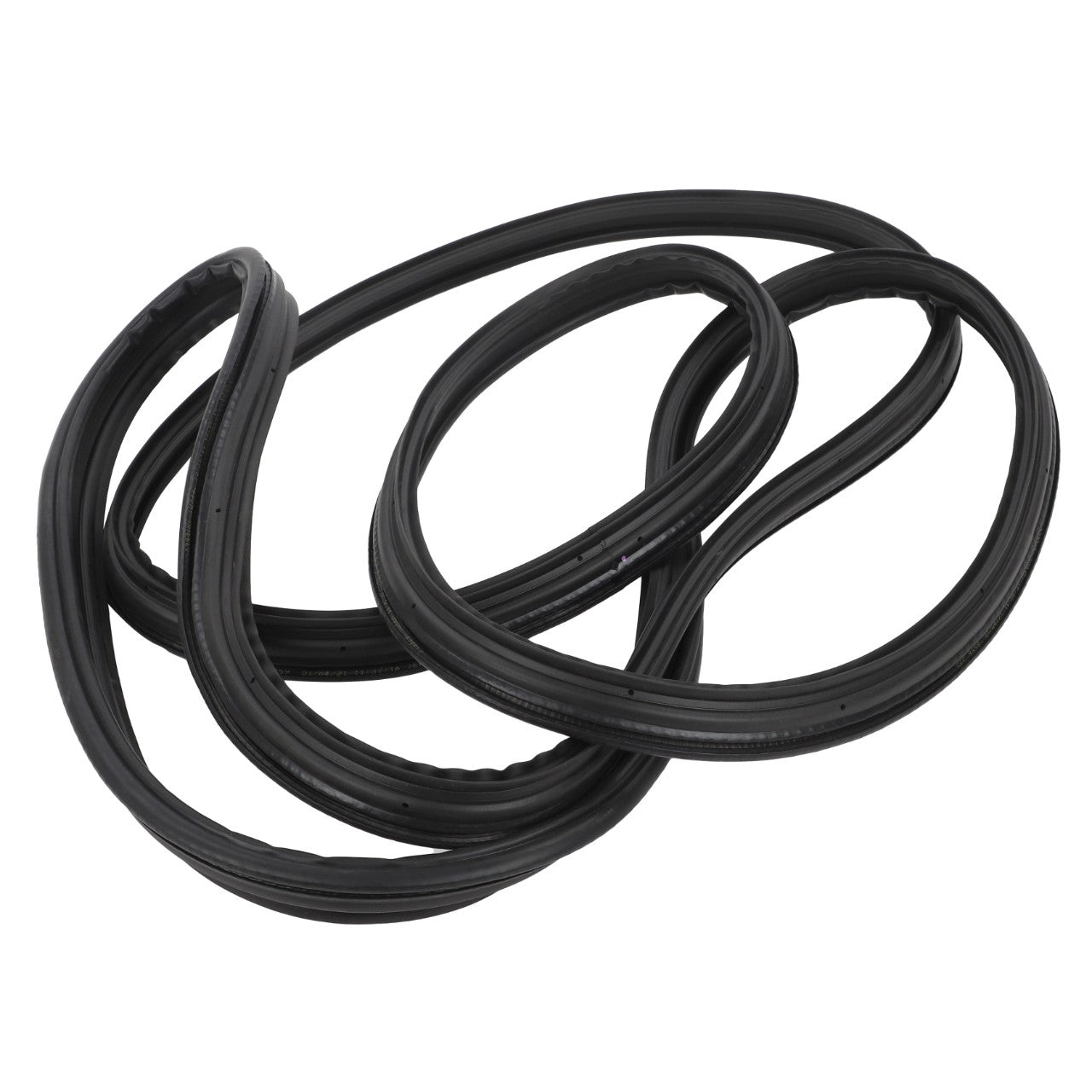 The AGCO | Window Seal - Acw3546110 by AGCO is a coiled black rubber gasket with ridges along its length, specifically designed for sealing purposes. No current product description information is available.