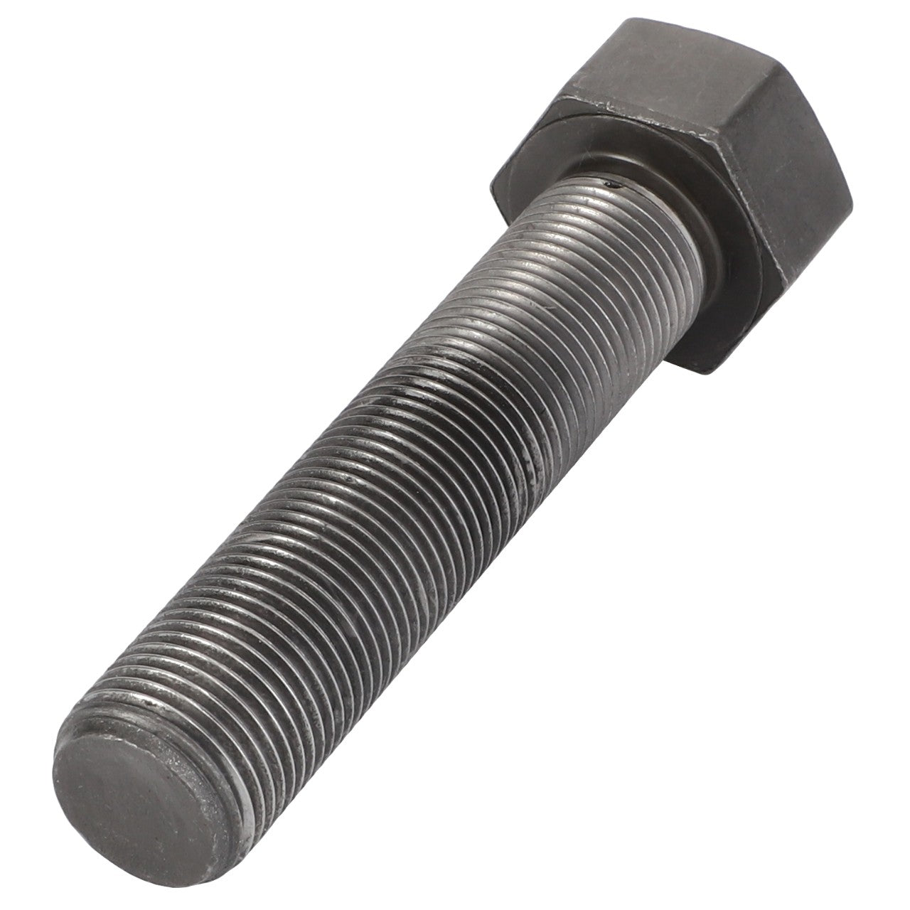 Close-up of an AGCO | Waisted Shank Bolt - F395200310030 with a threaded shaft, positioned diagonally on a plain, white background. This product showcases detailed craftsmanship suitable for various applications.